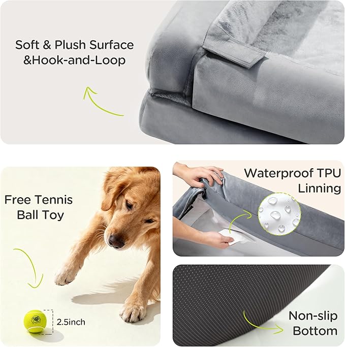 Extra Large Dog Bed-Orthopedic Washable Jumbo Bed for Big Dogs, Memory Foam Pet Couch Waterproof Sofa Bolster with Removable Cover, 48 x 30