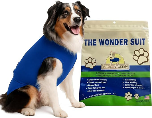 SurgiSnuggly Disposable Dog Diapers Female or Male Dogs, Great Cover for Female Dog Diapers for Heat Cycle and Better Than Dog Suspenders- Wrap Around Legs for Superior Fit XS Blue