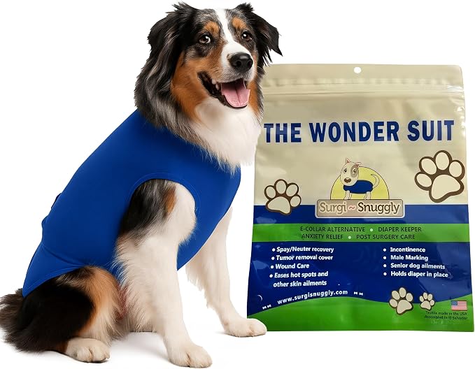 SurgiSnuggly Dog Diapers Male OR Dog Diapers Female Bodysuit Can Use for Female Dog Heat Cycle and It's Comfier Than Dog Suspenders from The Inventors of The Original Bodysuit for Dogs M Blue