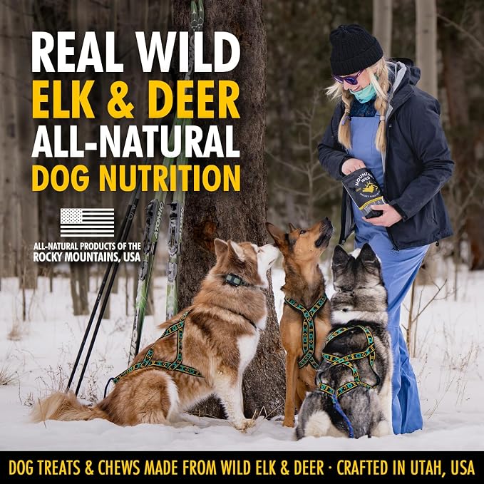 MOUNTAIN WILD Venison Jerky Training Treats for Dogs – Elk & Deer Meat Protein Dog Treat High-Value Reward – All-Natural, No Fillers, Grain-Free, No Artificial Preservatives – 8 oz (1 Pack)