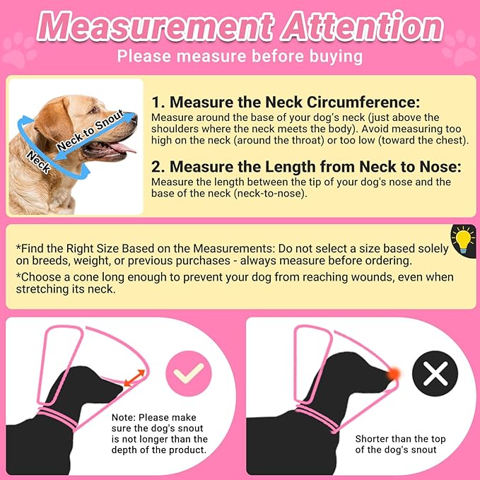 Dog Cone to Stop Licking, Clear Recovery Collar with Detachable Zipper, Sturdy Elizabethan Collar for Large Medium Small Dogs, Soft Adjustable Cone After Surgery Patented, Hot Pink XXL