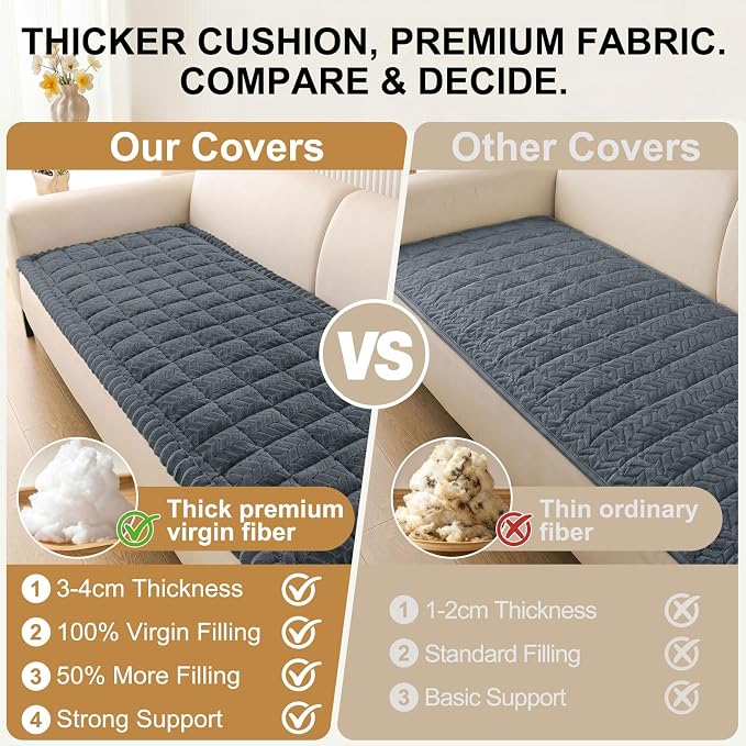 Smiry Couch Cover for Dogs, Non Slip Fuzzy Pet Sofa Covers Washable for 2-3 Cushion Couch, Soft Thick Furniture Protector for Cats Dogs, Against Fur, Dirt, Scratch Resistant (Dark Grey, 35.4"x63")