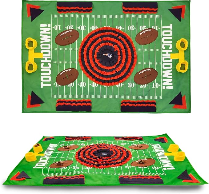 NFL New England Patriots Dog Snuffle Mat – Interactive Pet Slow Feeder, Football Field Design Food Puzzle Toy for Dogs & Cats, Foraging Activity Mat for Smarter Feeding