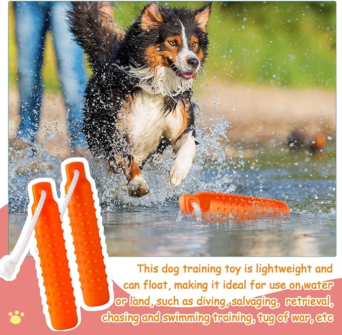 Blueweenly 6 Pcs Dog Bumper Toy for Water Retrieving Plastic Puppy Training Dummy Dog Float Toy Lightweight for Float on The Water Pool Outdoor Training Hunting Fetching (Orange)