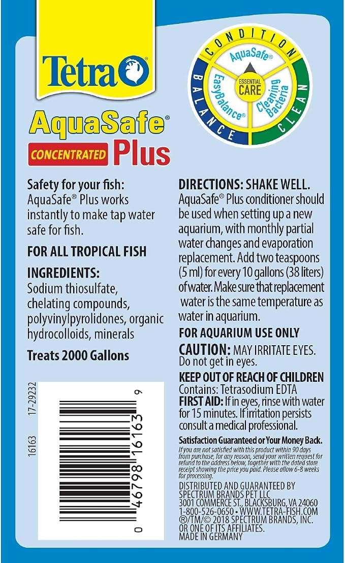 Tetra 16163 202.8 oz AquaSafe Plus Water Conditioner (1 CASE of 6-33.8 OZ Bottles)