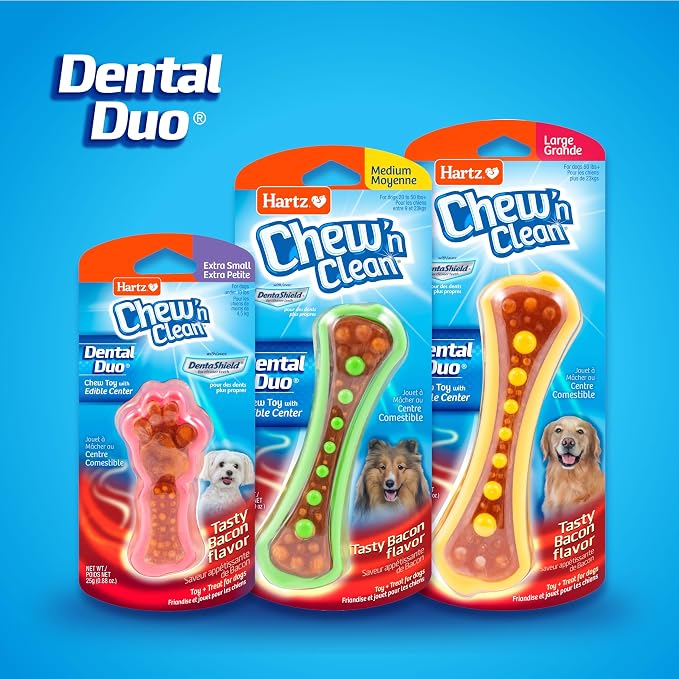 Hartz Chew 'n Clean Dental Duo Dog Treat & Chew Toy, Color Varies, Extra Small, 6 Count