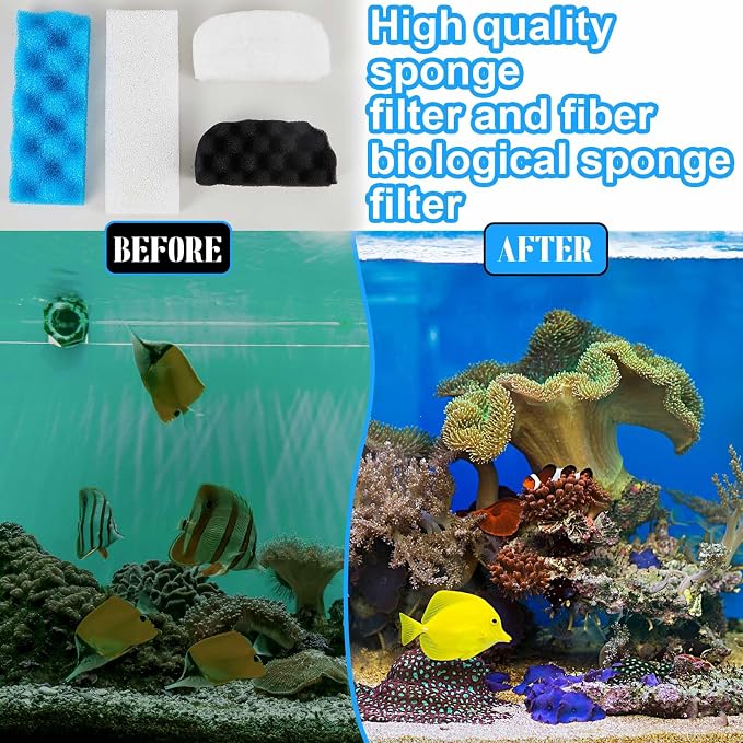 Threlaco 24 Pcs Filter Media Kit Compatible with Fluval 306/307, Including Foam Pad, Water Polishing Pad, Biological Sponges Max for Aquarium Canister Filter Media Replacement
