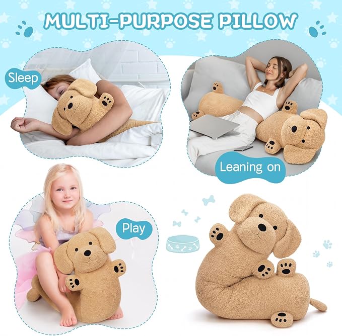 Muiteiur 43.3 Inch Long Dog Plush Pillow, Golden Retriever Dog Stuffed Animal with Big Ears, Soft Hugging Body Pillow, Gift for Kids, Girlfriend