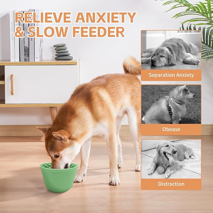 Dog Lick Bowl,Anxiety Relief Non-Slip Silicone Treat Bowl,Durable Anti-Choking Long-Lasting Enrichment Slow Feeder Licking Mat for Small Medium Large Breed,Freezable BPA Free Silicone Dishwasher Safe