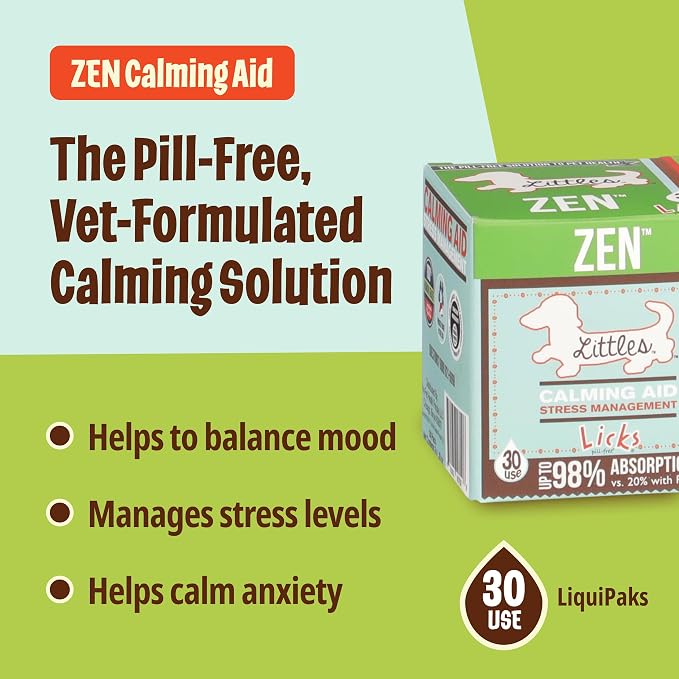 Licks Zen Calming Aid - Fast-Acting Stress & Behavior Support - for Small Breed Dogs & Cats - L-Theanine, Chamomile, Ashwagandha & Tryptohan - Pill-Free Gel Packets - 30 Packets
