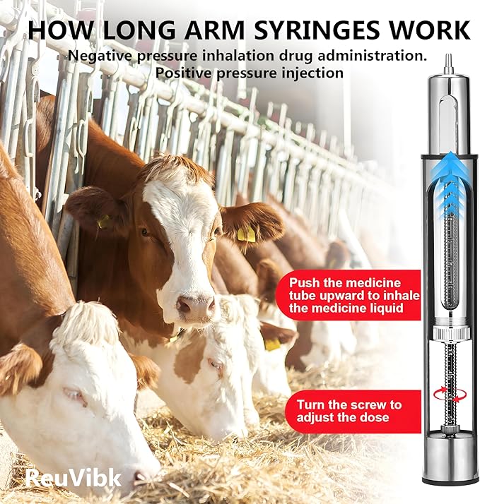 50 ML Livestock Iong Shot Pole Syringe, Cattle Syringe Gun | Length Can Be Adjusted Freely 24"40"56"68"87", Remote Safe Operation for Cattle Horses Large Animals