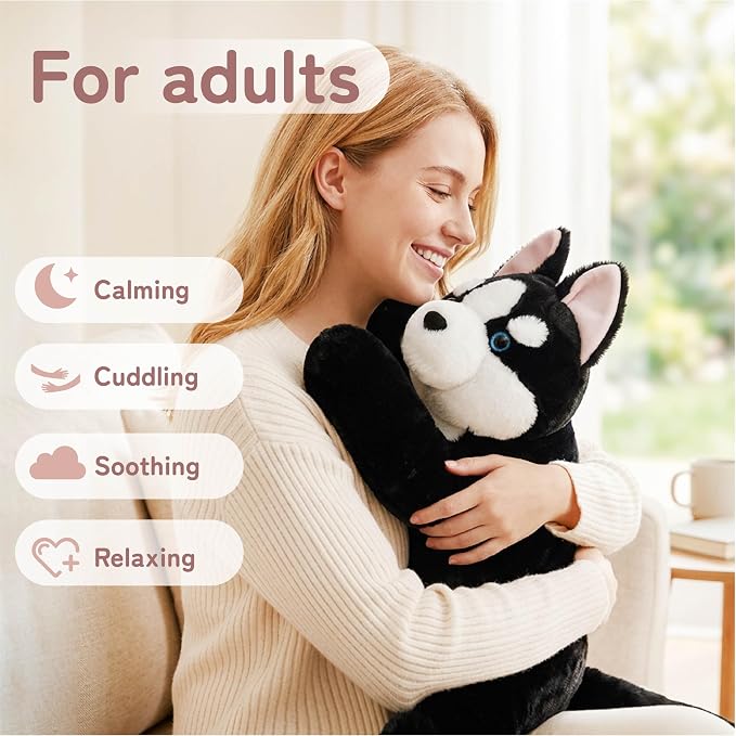 Niuniu Daddy 20" | 3.3 Pound Weighted Husky Stuffed Animal Plushie for Adults & Kids, Large Weighted Lap Pillow for Comfort, Soft Sensory Stuffy Toy as Gift for Holidays