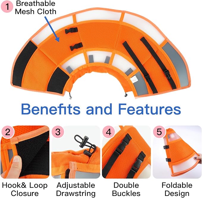 Soft Dog Cone Collar to Stop Licking - Adjustable for Small Dogs | Prevents Licking Wounds After Surgery & Skin Disease,Lightweight,Comfortable Elizabethan Recovery Cone (Orang,S)