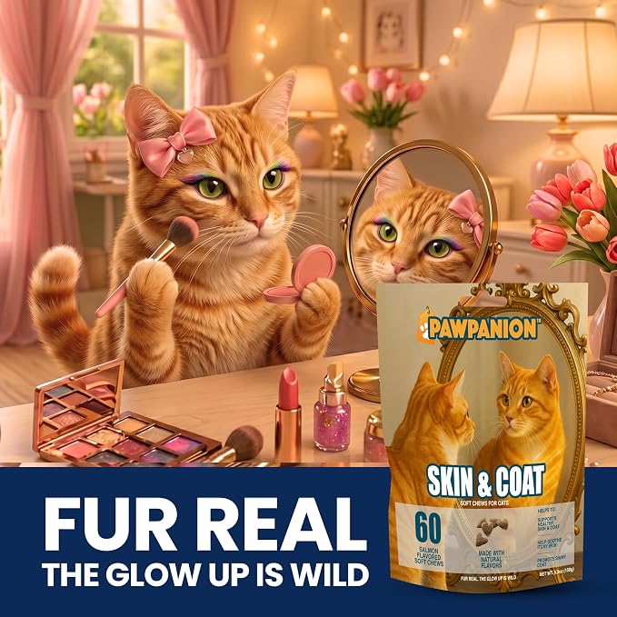 Skin & Coat Soft Chews for Cats Shedding Control 60 Count
