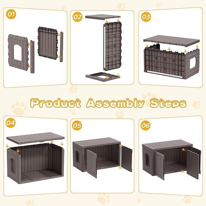 Cat Litter Box Enclosure, Multi-Functional Hidden Enclosed Litter Box Furniture with Adjustable Partition, Indoor Outdoor Cat House Weatherproof, Side Table, Easy to Clean & Assemble, Grey