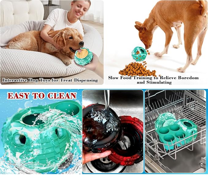 XHX Long-Lasting Interactive Dog Toy to Keep Your Pup Busy and Distracted - Safe for Dogs - Low-Mess Design - Dog Toys for Medium and Large Dogs 25-75 lbs(Medium，Green and White)