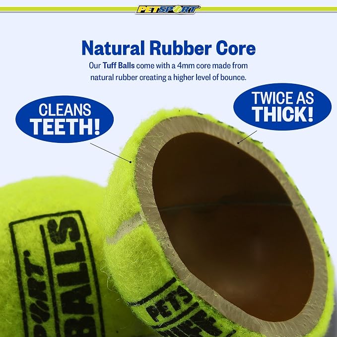 PetSport Giant Tuff Ball - Giant Tennis Balls for Dogs, Great for Boredom & Aggressive Chewers, Dog Toy, Giant Tennis Balls for Large Dogs, Certified Non-Toxic, Won't Wear Down Teeth - 4"