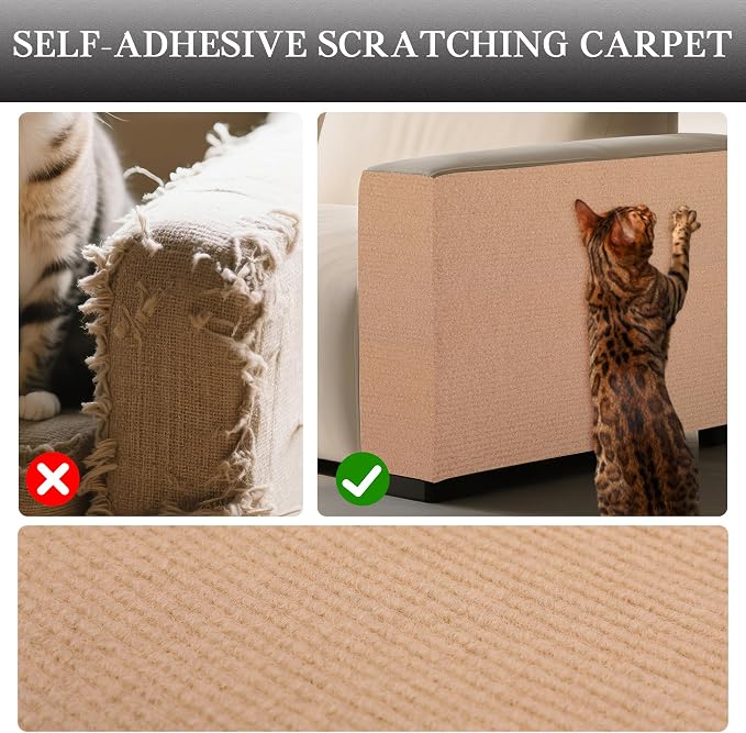 2 Pack Cat Scratch Furniture Protector Trimmable DIY Climbing Scratching for Indoor Couch Protector from Cat Claws, Walls and Tower Replacement (Beige, 15.7'' x 39.3'')