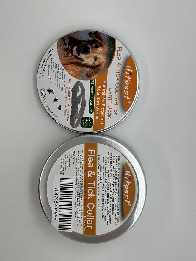 Flea and Tick Collar for Large Dog, 12-Month Full-Body Protection, Natural Ingredients, Free Flea Comb and Tweezers Included, 2 Packs