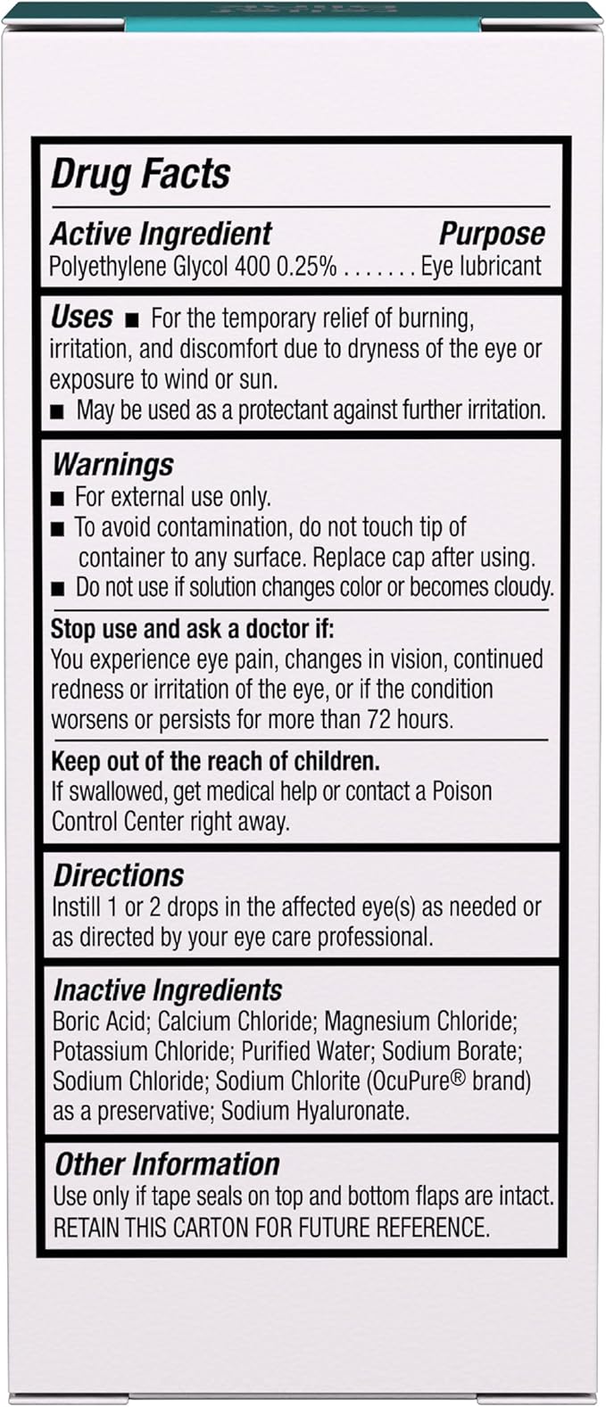 Blink Tears Lubricating Eye Drops with Hyaluronate, 0.5 Fl Oz