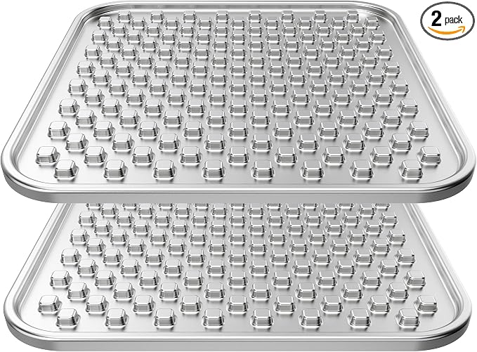 Double Layer Stainless Steel Lick Mat for Dogs & Cats, Chew-Proof & Non-Slip, Anxiety Relief, Whisker Friendly, Dishwasher-Safe Slow Feeder Pad[2Pack]