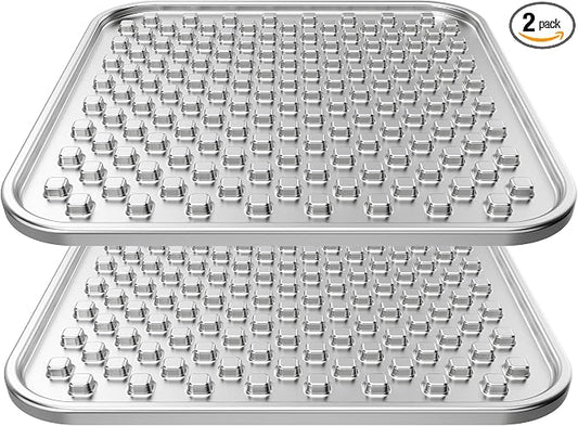 Double Layer Stainless Steel Lick Mat for Dogs & Cats, Chew-Proof & Non-Slip, Anxiety Relief, Whisker Friendly, Dishwasher-Safe Slow Feeder Pad[2Pack]