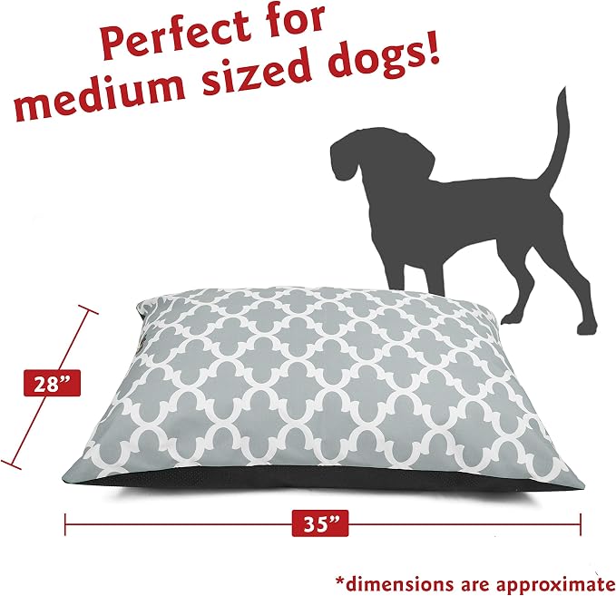 Majestic Pet Rectangle Medium Dog Bed Washable – Non Slip Comfy Pet Bed – Dog Crate Bed Super Value Pillow Dog Bed – Dog Kennel Bed for Sleeping - Dog Bed Medium Breed 35 x 28 Inch – Trellis Gray