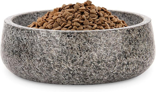 Granite Dog Bowl, Natural Stone Weighted Spill Proof Pet Food Water Container, Non-Slip Easy to Clean, Small Size for Small and Medium Dogs