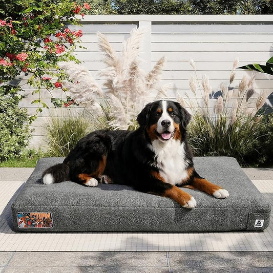 Sytopia 47 Inch Indestructible Durable Dog Beds for XXL Dogs, Chew Proof Waterproof Pet Crate Pad with Machine Washable Removable Cover, Great for Indoor, Outdoor, Crate, Patio Use, Grey