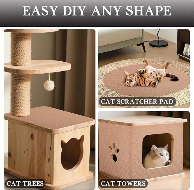 2 Pack Cat Scratch Furniture Protector Trimmable DIY Climbing Scratching for Indoor Couch Protector from Cat Claws, Walls and Tower Replacement (Beige, 15.7’‘ x 78.7'')