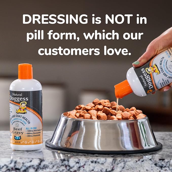 Dressing Best Hip and Joint Supplement for Dogs, Glucosamine & Chondroitin/Joint Health/Salmon Oil for Dogs Skin and Coat Health, Delicious Beef Gravy Flavor - 16 Oz Pack of 1