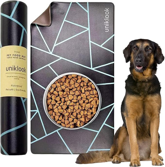 Pet Placemat, Dog Cat Food Water Bowls Mat Feeding Station Pet Safe 28" X 16.5" Waterproof Easy to Clean Dog Modern Designs Boho Uniklook