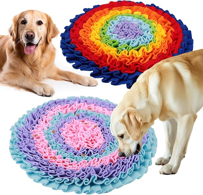 2 Pcs Snuffle Mat for Dogs, Pet Slow Feeding Interactive Toys for Smell Training, Foraging Skills, Suitable for Puppy or Cat (Large 45cm)