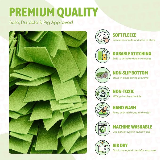 Pig Snuffle Mat and Snuffle Ball Kit for Mini Pigs, Potbellied Pigs, Interactive Rooting, Foraging, and Enrichment Toys, Slow Feeding, Portable Non-slip Mat and Ball for Pig Toys Accessories