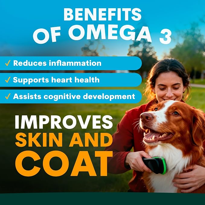 Petz Park Dog Skin and Coat Supplement 90 Scoops, Omega 3 for Dogs, Fish Oil for Dogs Skin and Coat Support, Dog Food Topper Powder, Dog Health Supplement Made in Australia