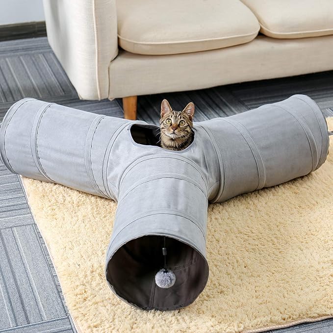 PAWZ Road 3 Way Cat Tunnel Bundle with Cat Scratching Post Bed