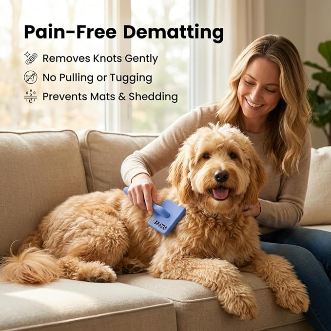 We Love Doodles Small Slicker Brush & Lavender Detangler Spray Pack - Dog Leave-In Conditioner for Reducing Mats, Knots & Tangles, Dematting & Conditioning Grooming Kit, 16 oz