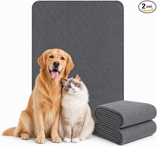 Washable Reusable Dog Pee Pads, 34"x52" (2 Pack) Absorbent & Waterproof Puppy Training Pad for Crate, Playpen & Carpet, Large Potty Pads for Dogs, Cats & Small Pets