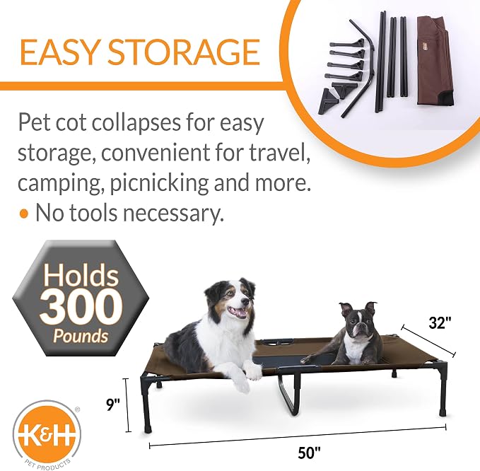 K&H Pet Products Original Elevated Pet Cot Tan with Microfleece Pad