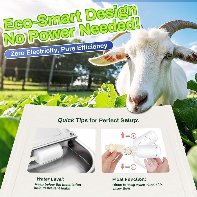 Automatic Animal Drinking Water Bowl with Float Valve, Extended Pipe, Stainless Steel Waterer Feeder Farm Dog Dispenser Kit Self Filling for Livestock Horse Goat Water Trough
