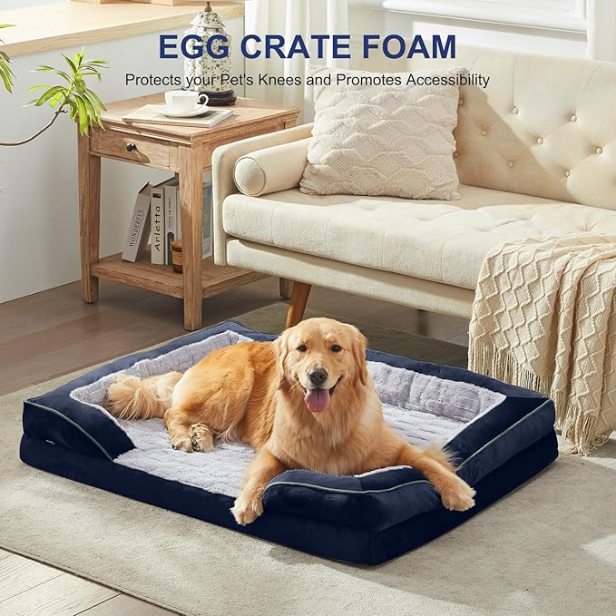 FURTIME Orthopedic Dog Bed for Medium Size Dog, Waterproof Dog Beds, 35x25x6.5 Supportive Foam Pet Couch Bed with Removable Washable Cover and Nonskid Bottom