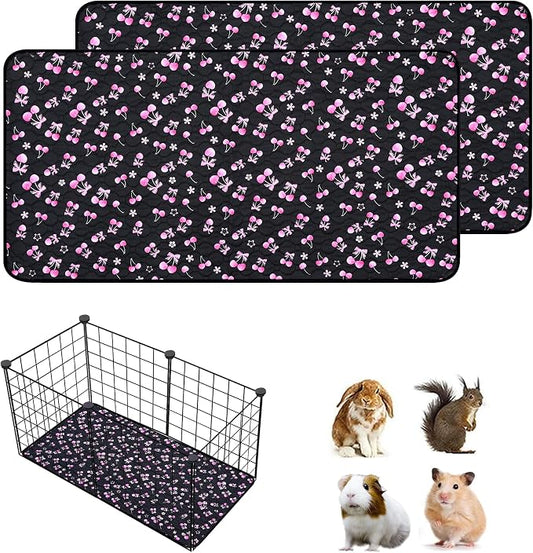 2 Pack Waterproof Guinea Pig Cage Liner, 12" x 24" Washable Reusable Guinea Pig Liner, Super Absorbent Leak-Proof Pet Pee Pad Mats for Guinea Pigs Rabbit Chinchilla Bunny Hamster