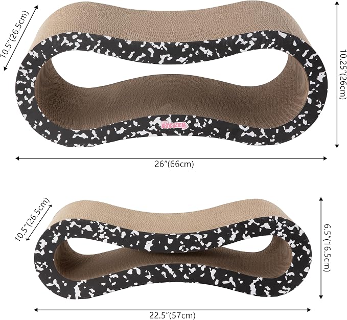 Suvi 26" Modern Cardboard Infinity 2-in-1 Lounge Bed Cat Scratcher with Catnip, Black and White Composition Notebook, Corrugated Scratching Surface and Tunnel for Indoor Cats CSR1014G
