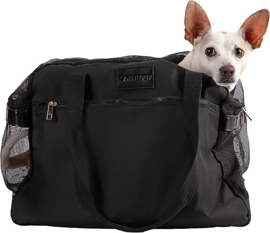 Soft-Sided Dog Carrier Bag, Airline Approved Pet Tote for Small Dogs & Cats, Breathable Mesh, Machine-Washable Cushion, TSA Friendly, Black