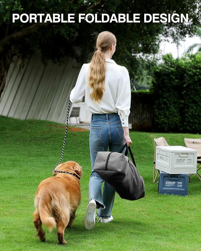 Veraste 42" L x 31" W x 31" H Collapsible Travel Dog Crate, Quick-Setup Portable Soft Dog Kennel for Large Dogs up to 90 lbs, 4-Door Foldable Travel Crate with Storage Bag, Grey