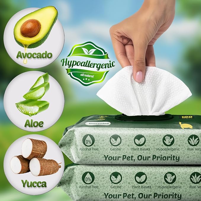 Petazy Pet Wipes for Dogs and Cats – 100 Count (8x8in) Hypoallergenic, Deodorizing Dog Wipes for Paws, Ears and Butt | XL with Aloe & Coconut Oil, Unscented | Travel Size, Single On-the-Go Pack