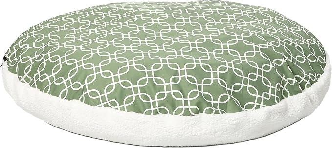 MidWest Homes for Pets PF0048T-FGR Over-Stuffed Dog Bed, Large, 48" Round, Large Dog Breed, Green Geometric Pattern
