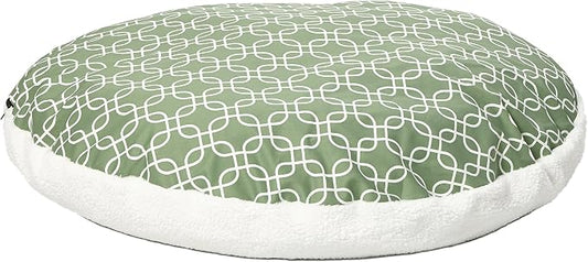 MidWest Homes for Pets PF0048T-FGR Over-Stuffed Dog Bed, Large, 48" Round, Large Dog Breed, Green Geometric Pattern