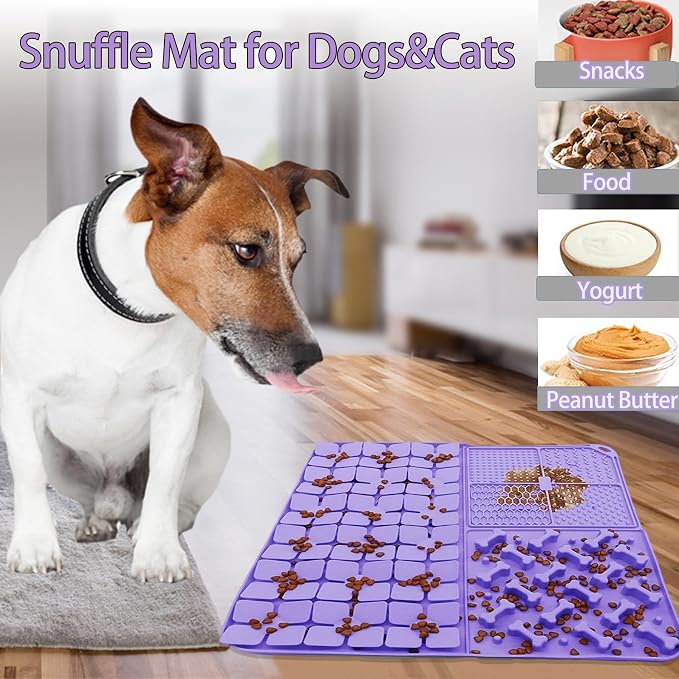 Silicone Snuffle Mat for Dog,Slow Feeder Lick Mat with Suction Cups for Slow Eating&Femont Silicone Snuffle Mat for Large Dogs