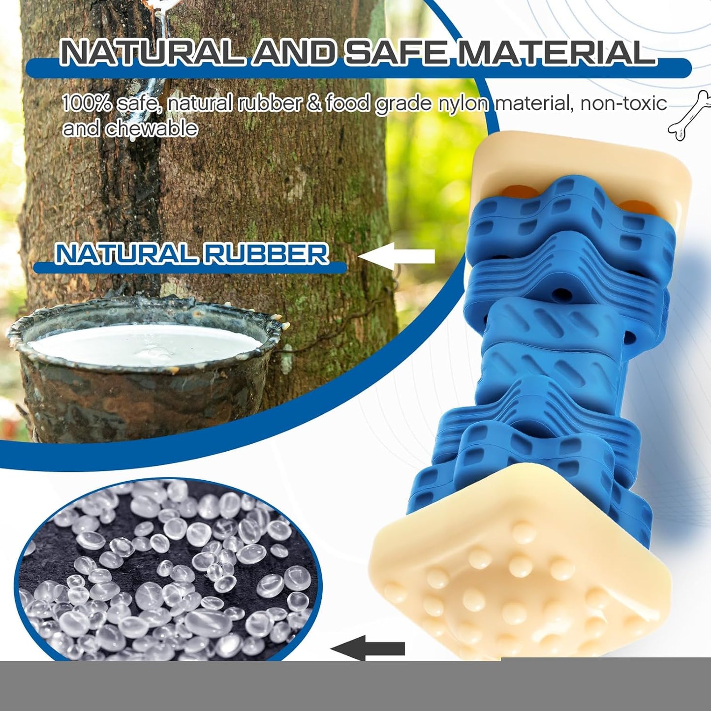 Aliceset 2 Pcs Dog Toys for Aggressive Chewers Tough Durable Indestructible Puzzle Interactive Dog Cognitive Chew Toys with Beef Flavor, Safe Rubber Bone Shape Enrichment Gift to Keep Them Busy